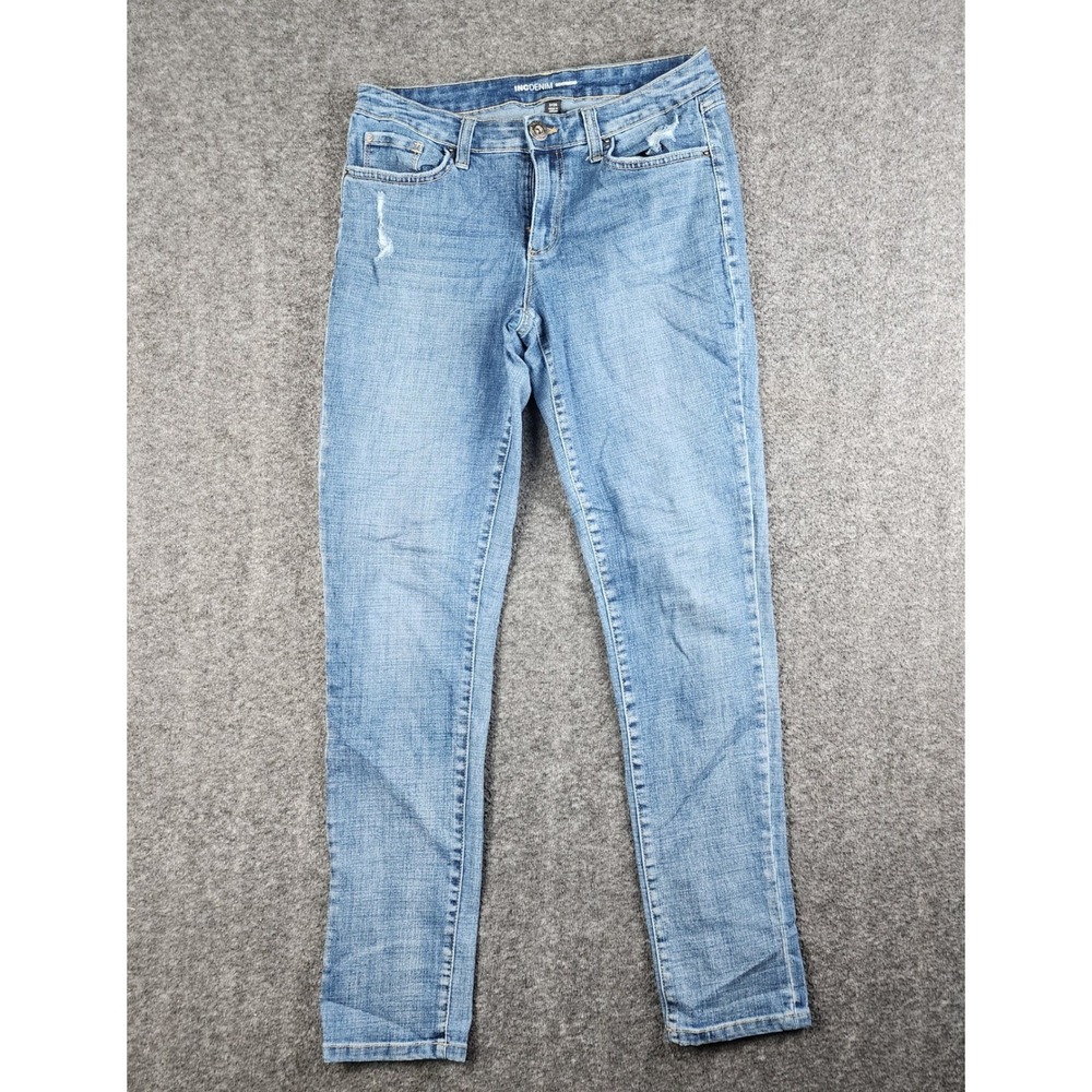 INC Denim Boyfriend Jeans Womens 2/26 Blue Medium Wash Distressed Mid Rise